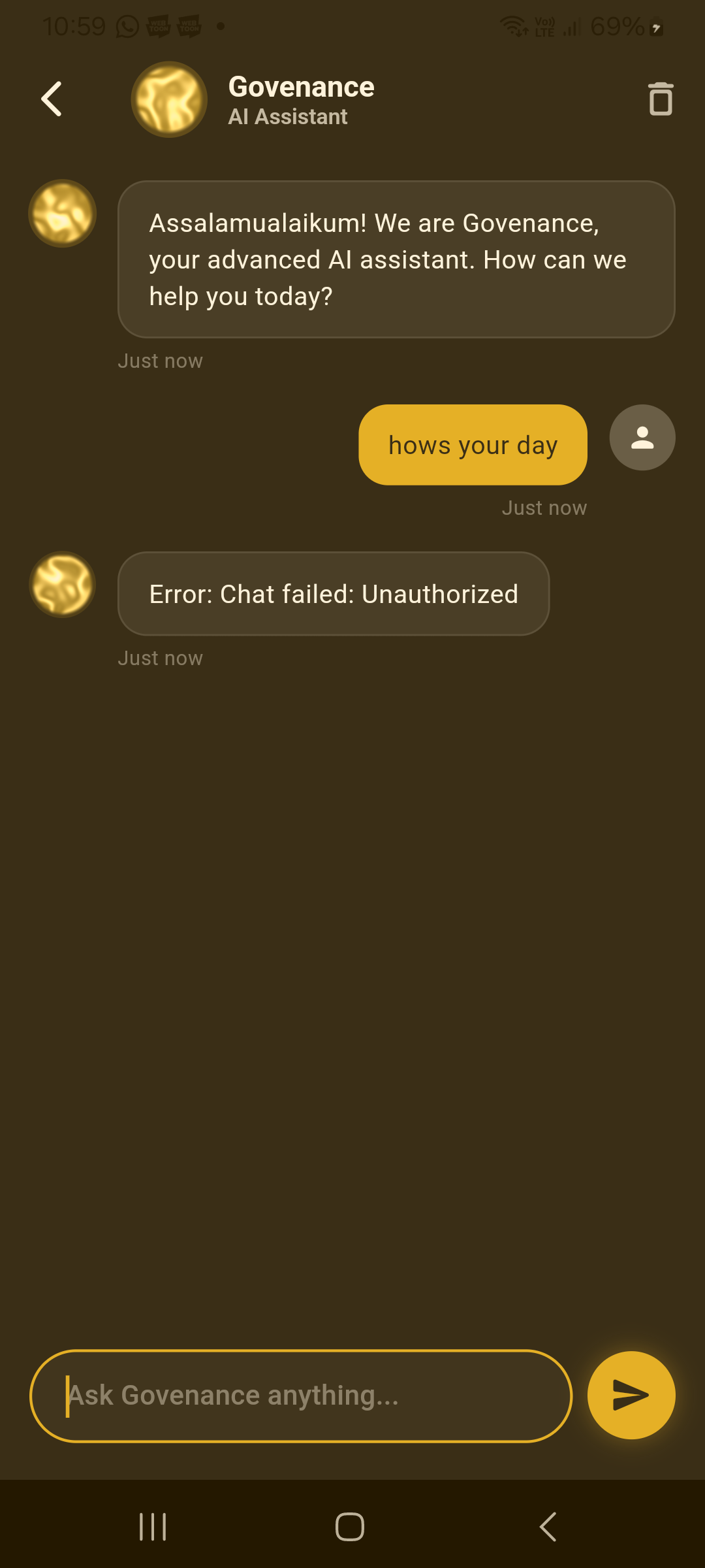 AIGOS AI Chat inside Salam Messenger
